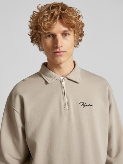 Pegador Oversized Poloshirt mit Label-Stitching Modell 'SIGNAR TERRY' Taupe 3