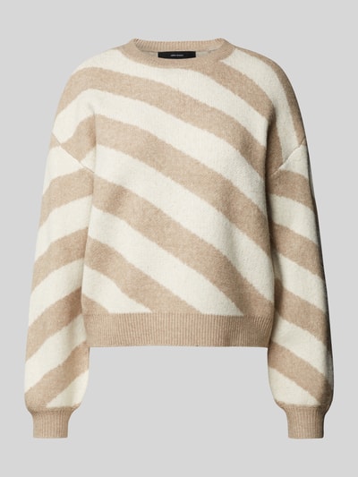 Vero Moda Strickpullover mit diagonalem Streifenmuster Modell 'LARA' Taupe 1