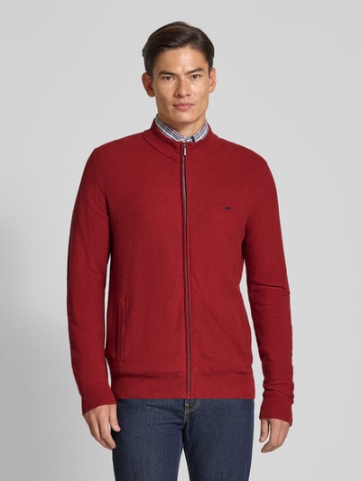 Fynch-Hatton Gebreid jack met logostitching Donkerrood - 4