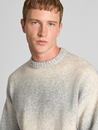 REVIEW Gebreide pullover met labelstitching Lichtgrijs gemêleerd - 3