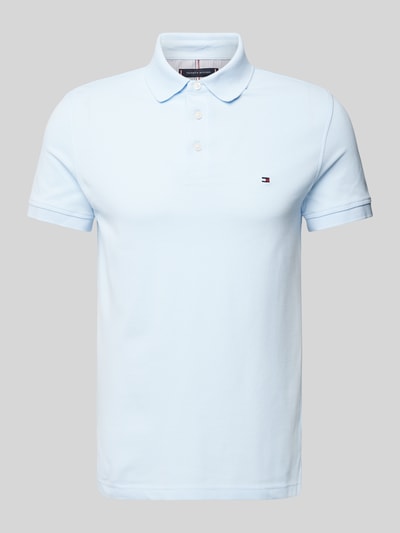 Tommy Hilfiger Slim fit poloshirt met labelstitching Lichtblauw - 2