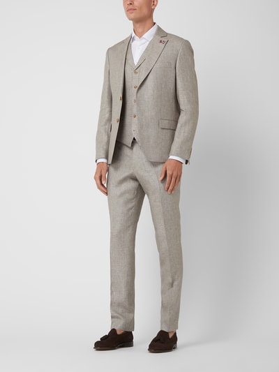 ATELIER TORINO Slim Fit Weste aus Leinenmischung Modell 'Orazio' Beige 1