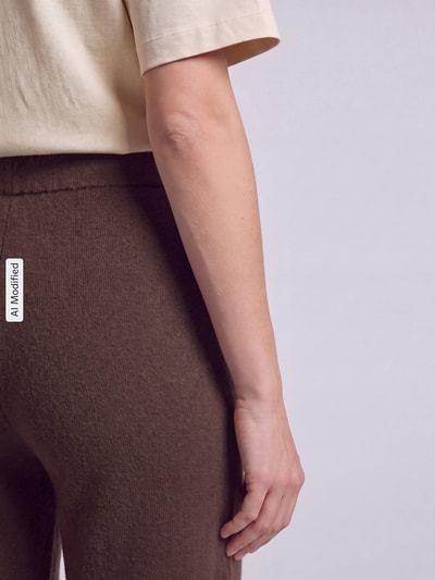 Jake*s Casual Regular Fit Weite Hose aus reinem Kaschmmir Schoko 3