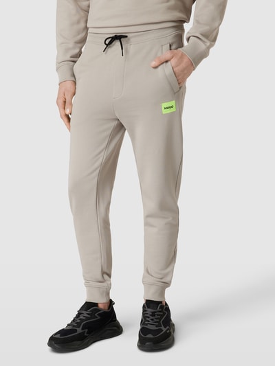 HUGO Sweatpants met labelpatch, model 'Doak' Steengrijs - 4