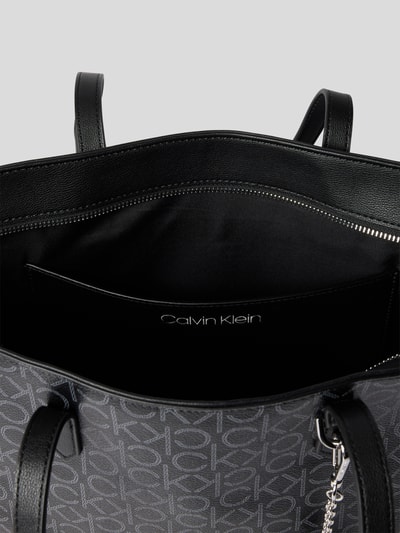 CK Calvin Klein Torba shopper ze wzorem z logo Czarny 4