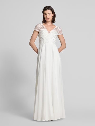 Luxuar Sukienka wieczorowa z koronkowym obszyciem Złamany biały 4