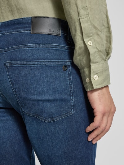 BOSS Orange Slim fit korte jeans in 5-pocketmodel, model 'Delaware' Donkerblauw - 3