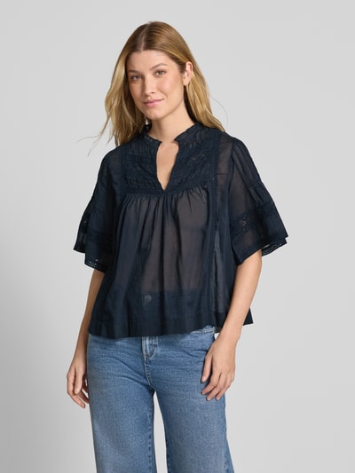 Neo Noir Bluzka o kroju relaxed fit z koronką szydełkową model ‘Siama’ Granatowy 4