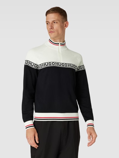 HUGO Strickpullover im Colour-Blocking-Design Modell 'Saikol' Offwhite 4