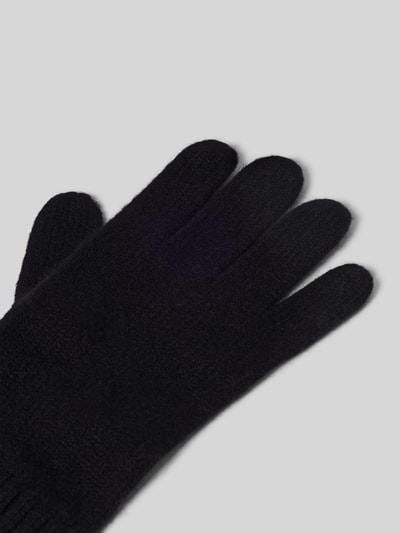 Produktfoto, Handschuhe aus reinem Kaschmir von Seeberger, czarny kolor, dzianinowa faktura, elastyczny ściągacz, rękawiczki damskie, ribbana