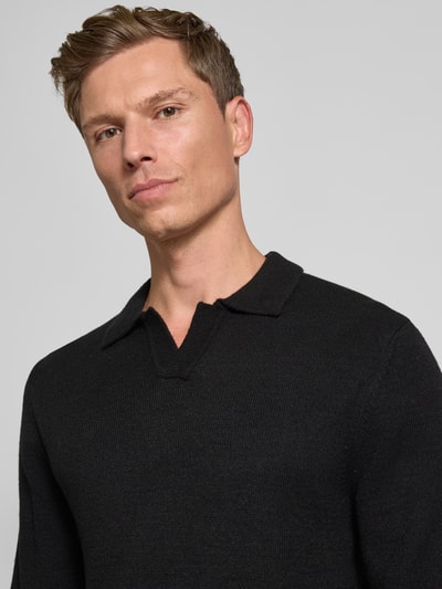Casual Friday Regular Fit Longsleeve mit Polokragen Modell 'Karl' Black 3