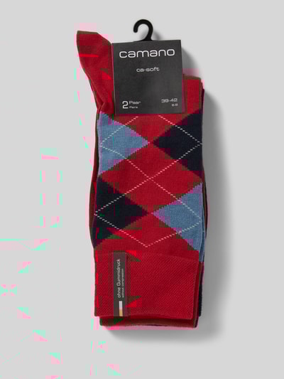 camano Sokken met elastische ribboordjes in een set van 2 paar Rood - 3