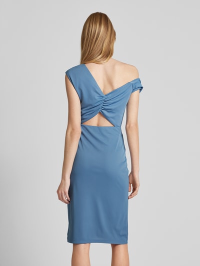 Lauren Ralph Lauren Knielange one shoulder-jurk in effen design Lichtblauw - 5