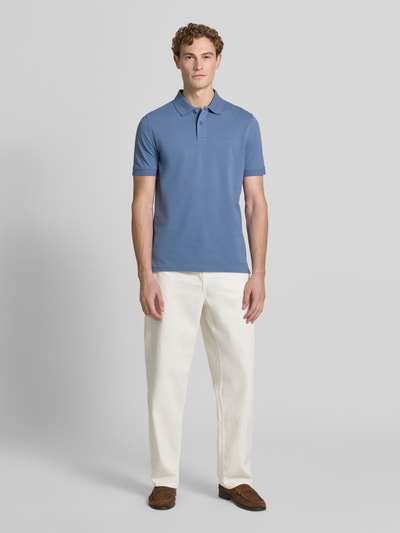 Christian Berg Men regular fit poloshirt met stitching Jeansblauw - 1