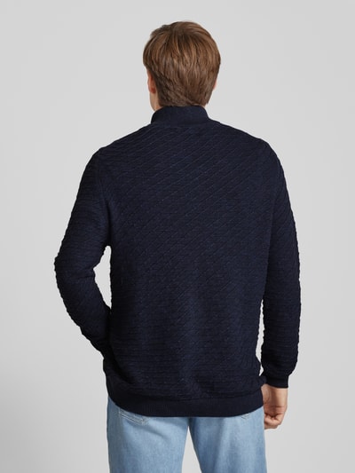 s.Oliver RED LABEL Regular Fit Pullover aus reiner Baumwolle mit Strukturmuster Dunkelblau 5