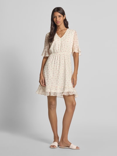 Vero Moda Getailleerde mini-jurk met V-hals, model 'SMILLA' Offwhite - 1