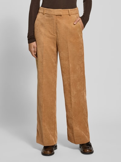 comma Spodnie sztruksowe o szerokim kroju w kant model ‘September’ Camel 4