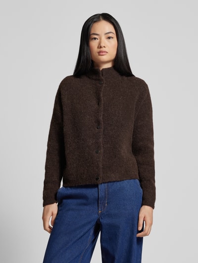 Gestuz Cardigan met turtleneck, model 'Alpha' Donkerbruin gemêleerd - 4