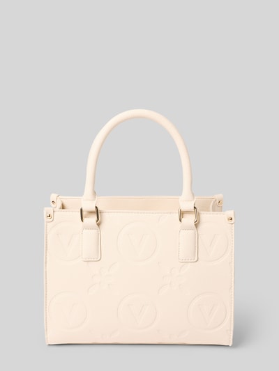 Produktfoto, Shopping Bag in Leder-Optik Modell 'Samba' von VALENTINO BAGS, Hauptfach mit Reißverschluss, Logo-Prägung, abnehmbarer Schulterriemen, cremefarben, rechteckige Form, leicht strukturierte Oberfläche, Maße ca. 23x20x9 cm, Schulterriemen ca. 32 cm.