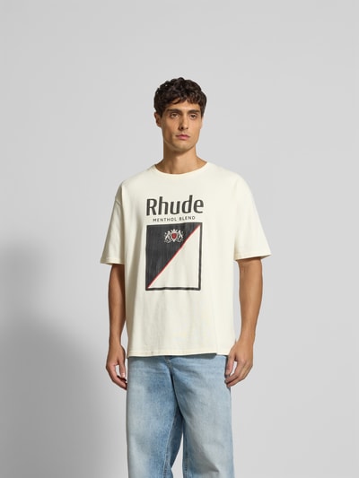 RHUDE Relaxed Fit T-Shirt aus reiner Baumwolle Offwhite 4