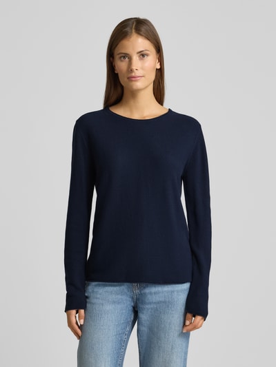 Tom Tailor Regular Fit Strickpullover aus Baumwoll-Viskose-Mix Dunkelblau 4