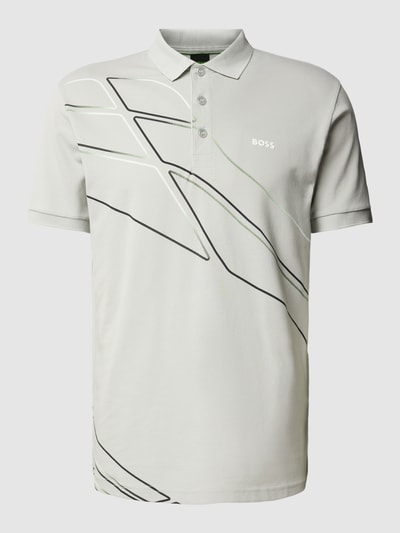 BOSS Green Poloshirt met labelstitching, model 'Paddy' Lichtgrijs - 2