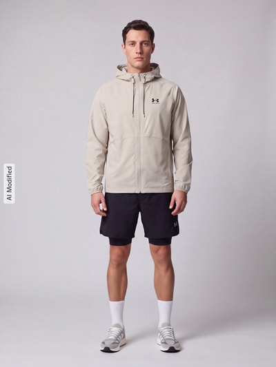 Under Armour Regular Fit Trainingsjacke mit Label-Print Model 'Vibe' Beige 1