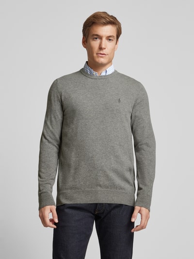 Polo Ralph Lauren Gebreide pullover van lanawol met ronde hals Middengrijs gemêleerd - 4