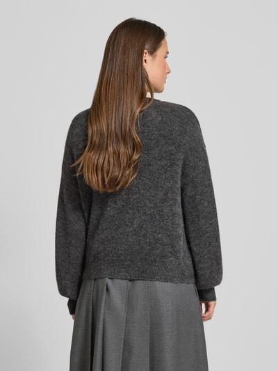 MSCH Copenhagen Sweter z dzianiny z prążkowanymi wykończeniami model ‘Annamaja’ Antracytowy 5