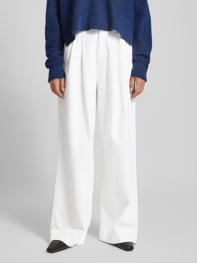 BOSS Wide leg jeans met labeldetail, model 'CENTRAL-PLEAT PALAZO' Offwhite - 4