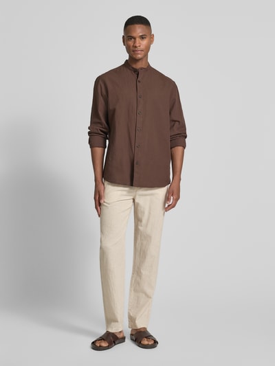 Lindbergh Stoffhose mit Leinen-Anteil und seitlichen Eingrifftaschen Sand 1