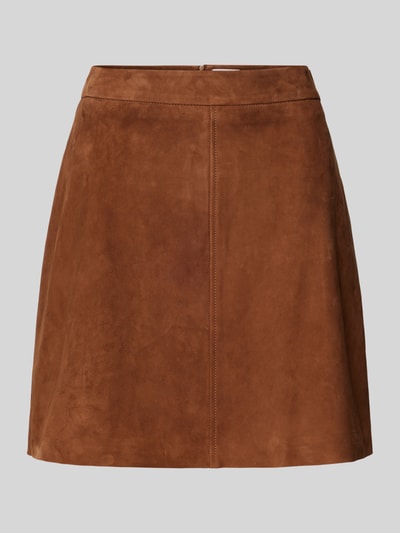 Marella Minirok in leerlook, model 'ALFA' Cognac - 2