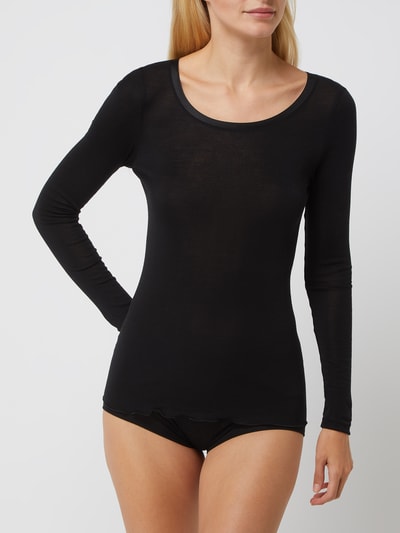 Calida Longsleeve aus Schurwoll-Seide-Mix Modell 'True Confidence'  Black 3