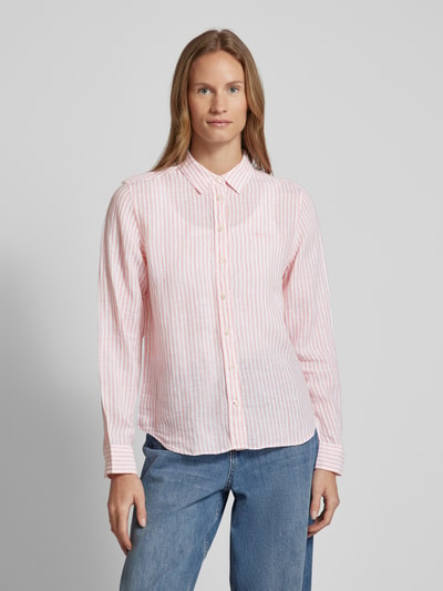 Gant Linnen blouse met labelstitching Zalm - 4