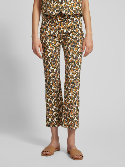 Weekend Max Mara Flared cut broek met bloemmotief, model 'GABRIELLE' Mosterdgeel - 4