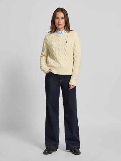 Polo Ralph Lauren Gebreide pullover met kabelpatroon en ronde hals Zand - 1