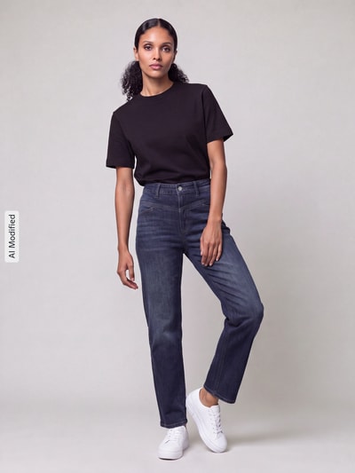 CAMBIO Barrel Jeans aus Baumwoll-Mix Modell 'Ornella' Dunkelblau 1