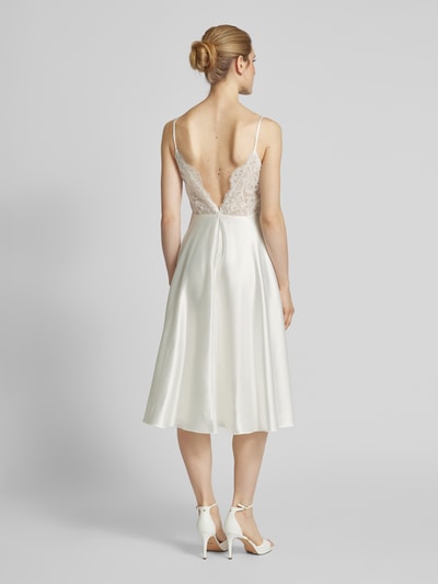 Luxuar Knielanges Brautkleid mit Wasserfall-Ausschnitt Offwhite 5