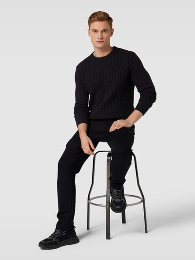 HUGO Gebreide pullover met ronde hals, model 'Stubon' Zwart - 1