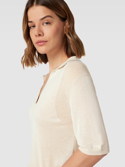 Calvin Klein Womenswear Bluzka z dzianiny z kołnierzykiem polo model ‘POLO’ Beżowy 3