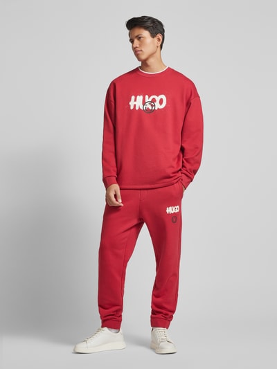 Hugo Blue Sweatshirt met labelprint, model 'Nimaylong' Rood - 1