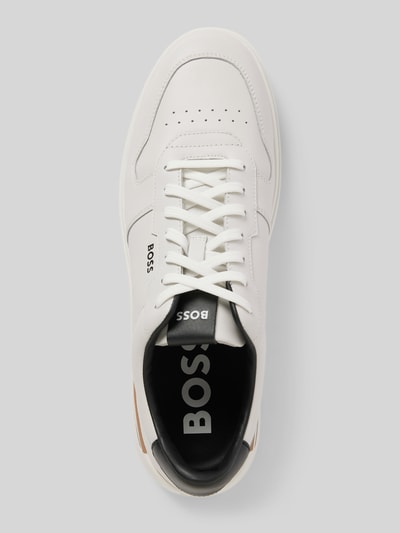 BOSS Ledersneaker mit Label-Print Modell 'Clint' Weiss 3