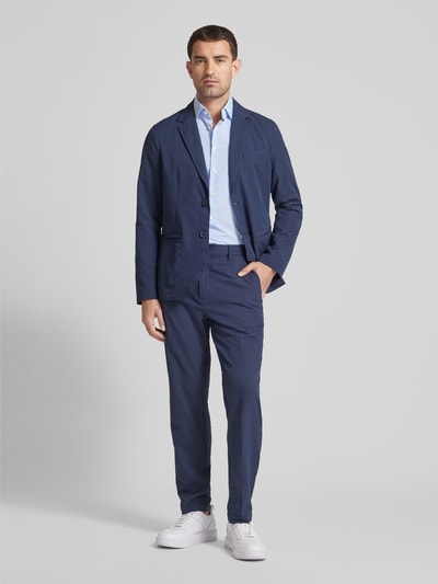 Christian Berg Men Regular fit zakelijk overhemd met all-over motief Bleu - 1