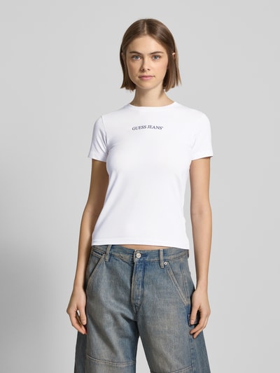 Guess Jeans Slim Fit T-Shirt mit Label-Print Weiss 4