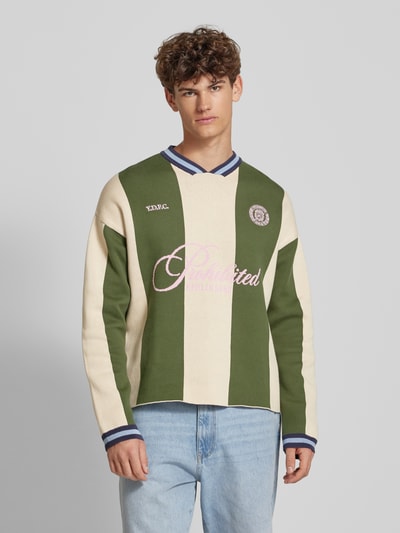 PROHIBITED Gebreide pullover met logostitching Groen - 4