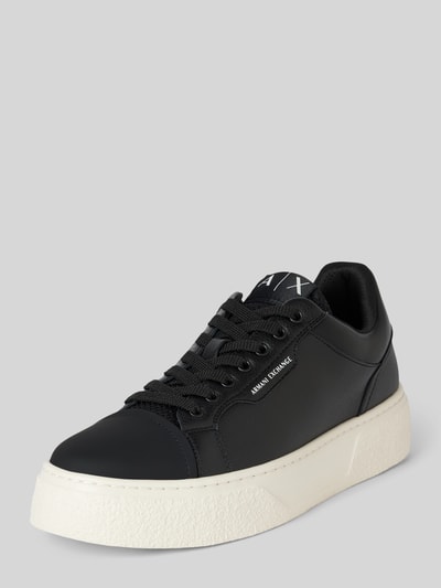 ARMANI EXCHANGE Leren sneakers met labelprint, model 'Lion' Zwart - 1