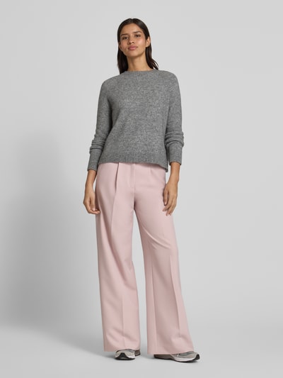 BOSS Sweter z dzianiny o kroju regular fit z mieszanki wełny z alpaki model ‘FEBISAN’ Jasnoszary melanż 1