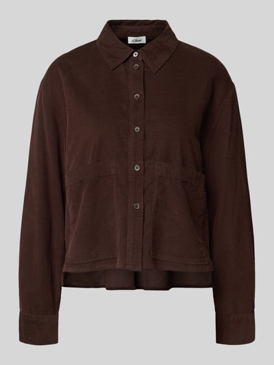 s.Oliver RED LABEL Bluzka sztruksowa o pudełkowym kroju z mieszanki bawełny i wiskozy Ciemnobrązowy 2