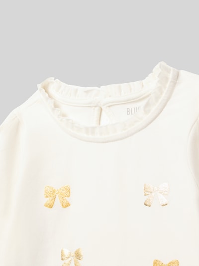 Blue Seven Bluzka z długim rękawem o kroju regular fit z nadrukiem z logo Złamany biały 2