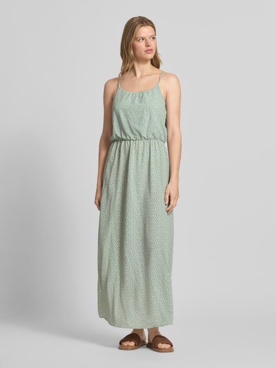 Frauenmodel trägt Maxikleid aus Crêpe Modell 'WINNER LIFE' von Only mit Florales-Allover-Muster, Tailliert, verstellbare Spaghettiträger, Ganzkörperansicht von vorne.